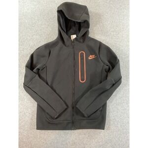 Nike Kids Tech Fleece Full Zip Hoodie Black Orange DJ5494-010 Size Medium #547